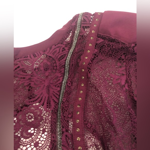 VERY SEXY Victoria’s Secret XSmall burgundy/maroon lace embellished bodysuit - Picture 10 of 14